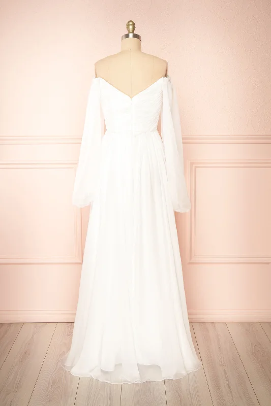 Vivienne | Maxi White Dress w/ Pleated Bust