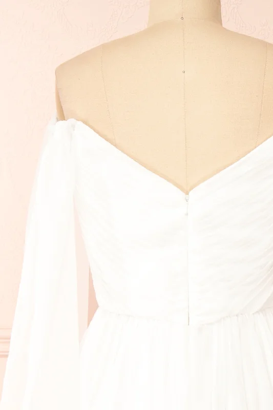 Vivienne | Maxi White Dress w/ Pleated Bust