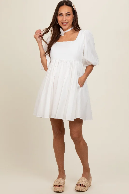 White Babydoll Maternity Mini Dress