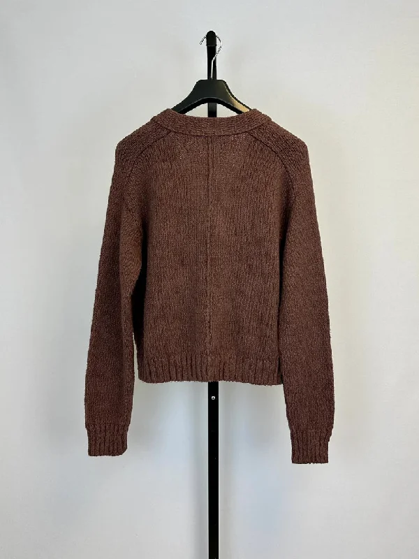 AC Cropped V Neck Cardigan in Cocoa