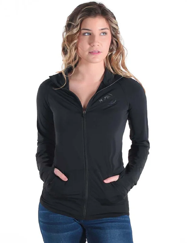 Cowgirl Tuff Womens Cooling UPF Black Nylon Softshell Jacket