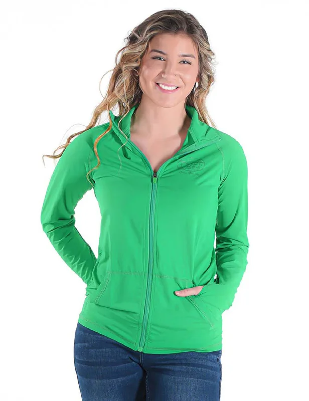 Cowgirl Tuff Womens Cooling UPF Money Green Nylon Softshell Jacket