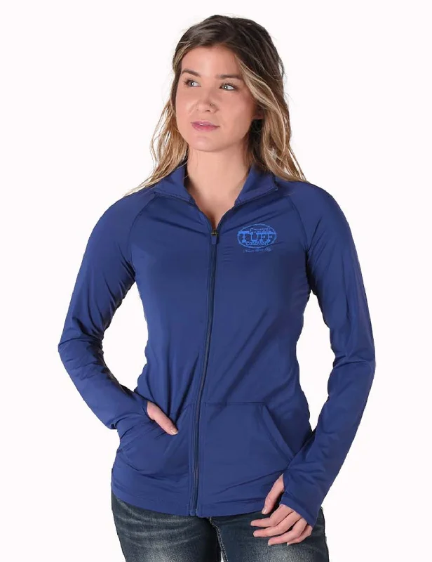 Cowgirl Tuff Womens Full Zip Cadet UPF Indigo Nylon Softshell Jacket