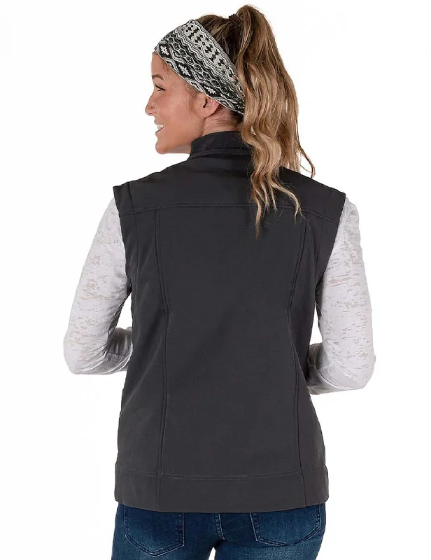 Cowgirl Tuff Womens Stretch Charcoal Nylon Softshell Vest