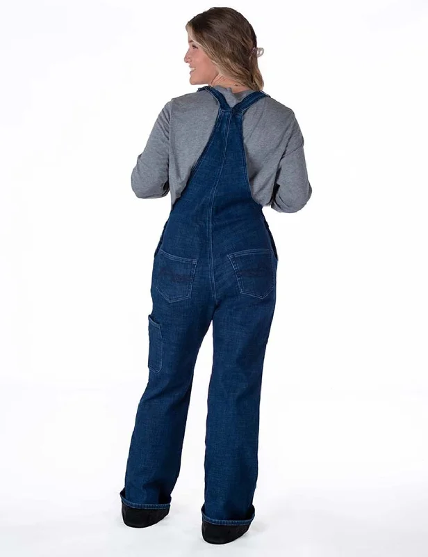 Cowgirl Tuff Womens Stretch Winter Dark Wash Cotton Blend Bib Overall