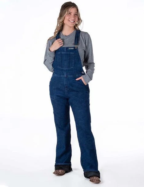 Cowgirl Tuff Womens Stretch Winter Dark Wash Cotton Blend Bib Overall