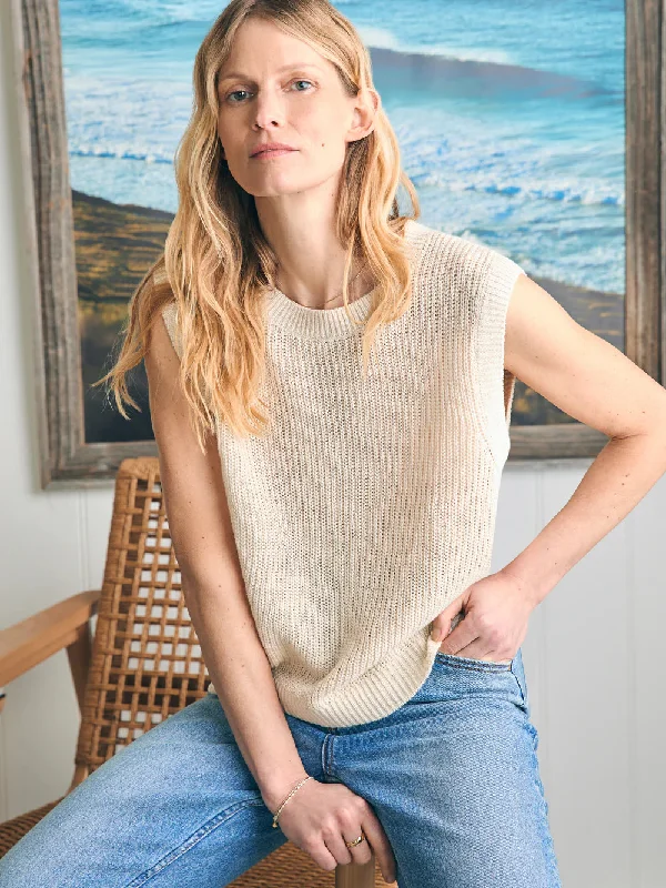 Faherty Miramar Linen Muscle Tank in Summer Sand