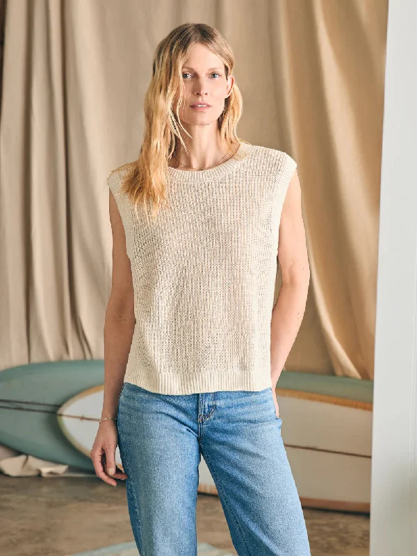 Faherty Miramar Linen Muscle Tank in Summer Sand