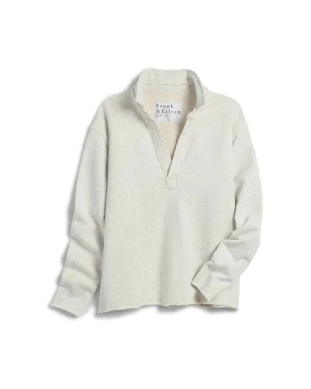 Frank & Eileen Triple Fleece Popover Henley in Light Heather Gray Melange