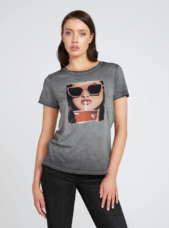 Grey Summer Girl Graphic T-Shirt