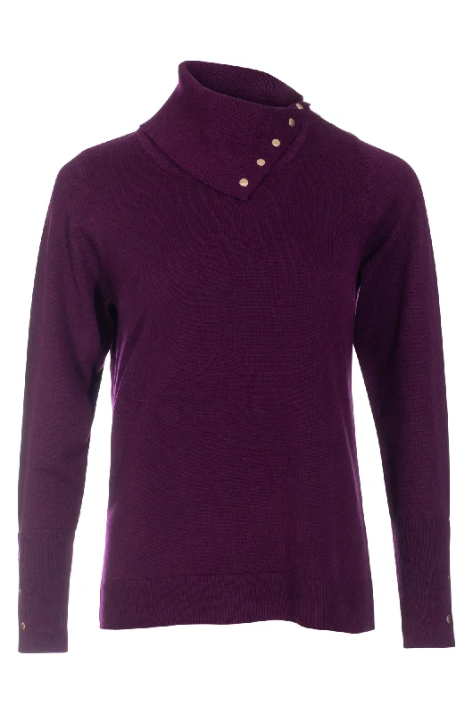 Cowl neck Touch of Wool Jersey | Berry Marle | 6344ZZ