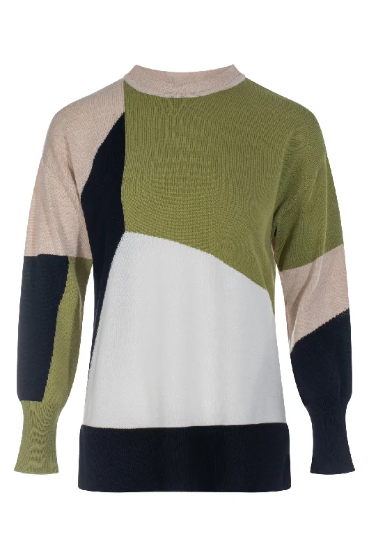 Colur block Touch of Wool Jumper | Blk/Ivry/Chrtrus/Prchmt | 6311ZZ