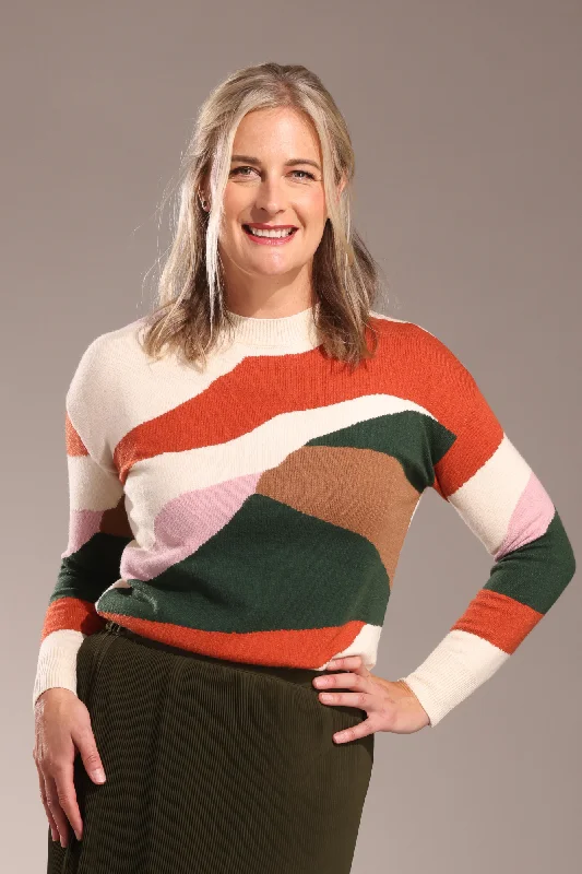 Luxe Knitwear Jumper | Ivory/Pink/Green | 7329ZZ