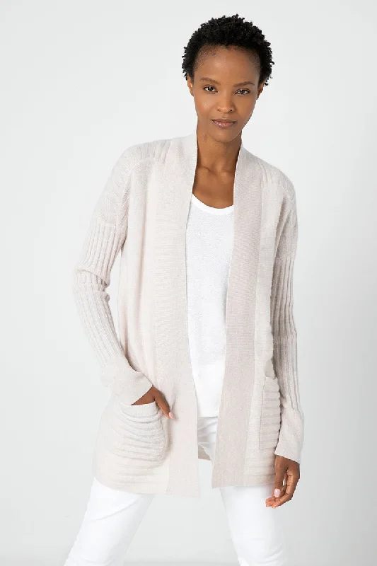 Kinross Easy Rib Cardigan in Almond