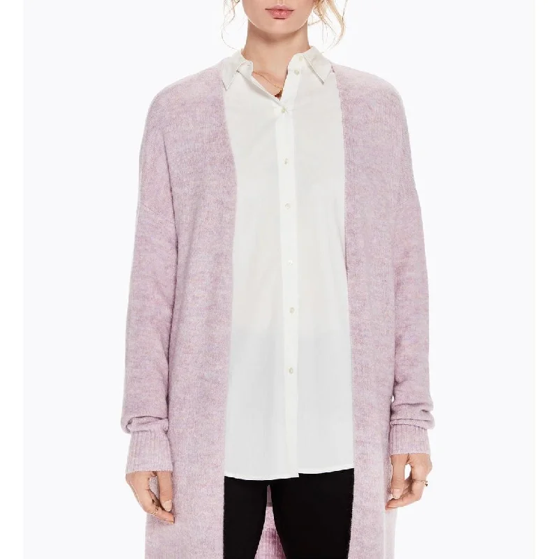 Longline Fluffy Wool Cardigan (Lilac Melange)