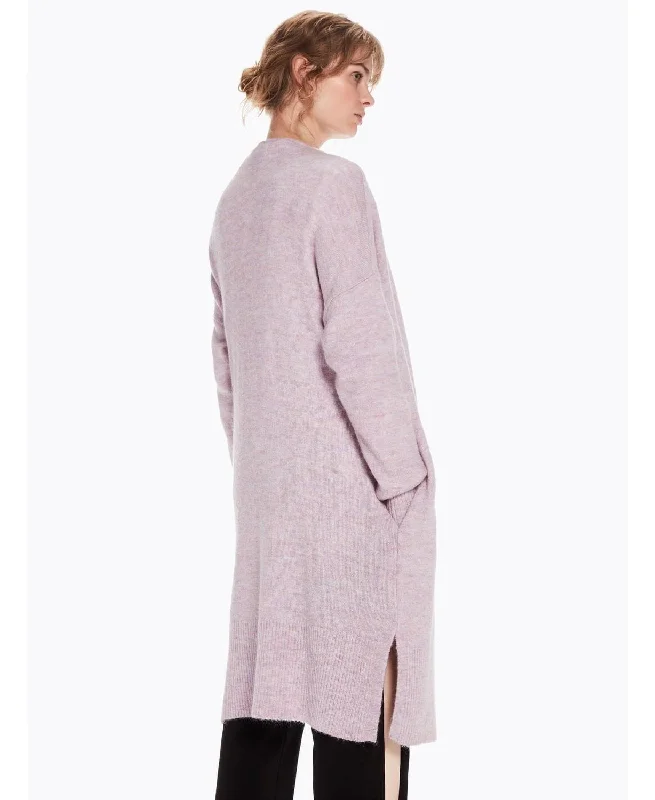 Longline Fluffy Wool Cardigan (Lilac Melange)