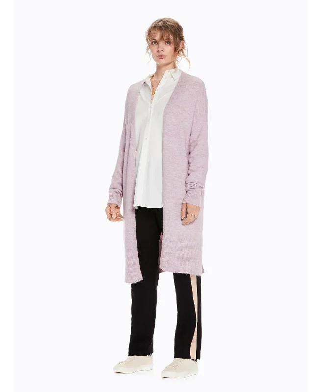 Longline Fluffy Wool Cardigan (Lilac Melange)