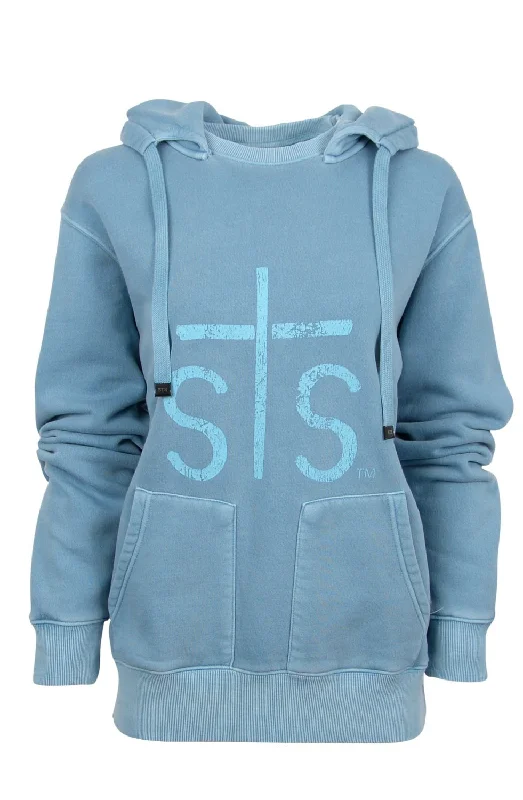 STS Ranchwear Womens Ranch Washed Blue Cotton Blend Hoodie