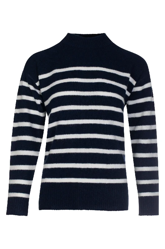 Turtle neck stripe Jumper | Navy Ivory Stripe | 6974ZZ