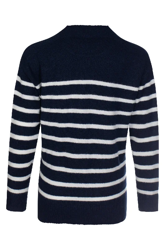 Turtle neck stripe Jumper | Navy Ivory Stripe | 6974ZZ