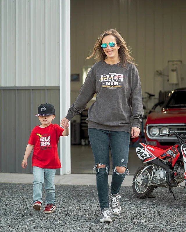 WOMENS RACE MOM CREWNECK - CHARCOAL