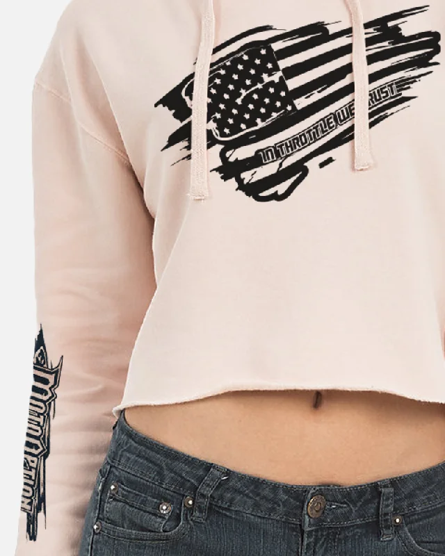 WOMENS WAVE THE FLAG HOODIE - POWDER PINK