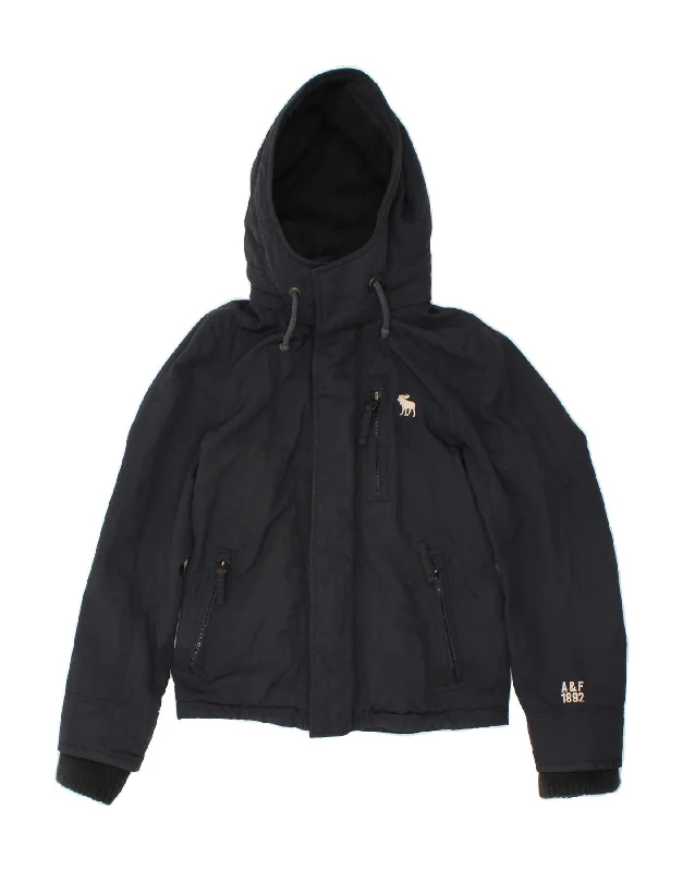 ABERCROMBIE & FITCH Boys Hooded Windbreaker Jacket 15-16 Year S Navy Blue