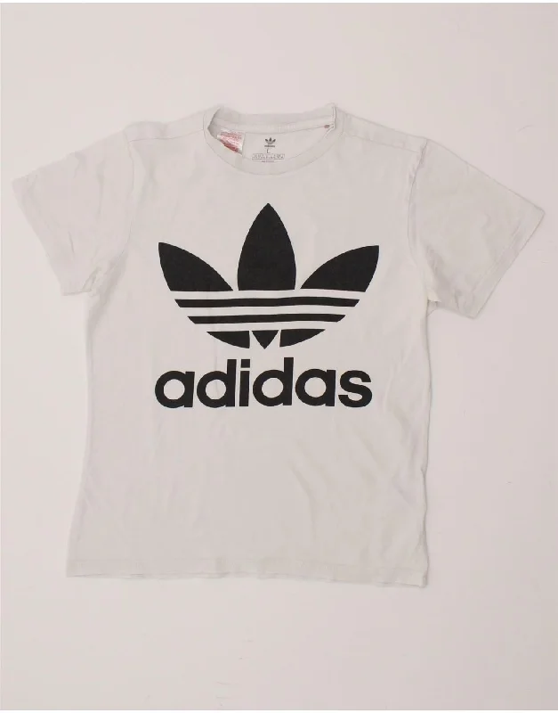 ADIDAS Boys Graphic T-Shirt Top 13-14 Years Large White Cotton