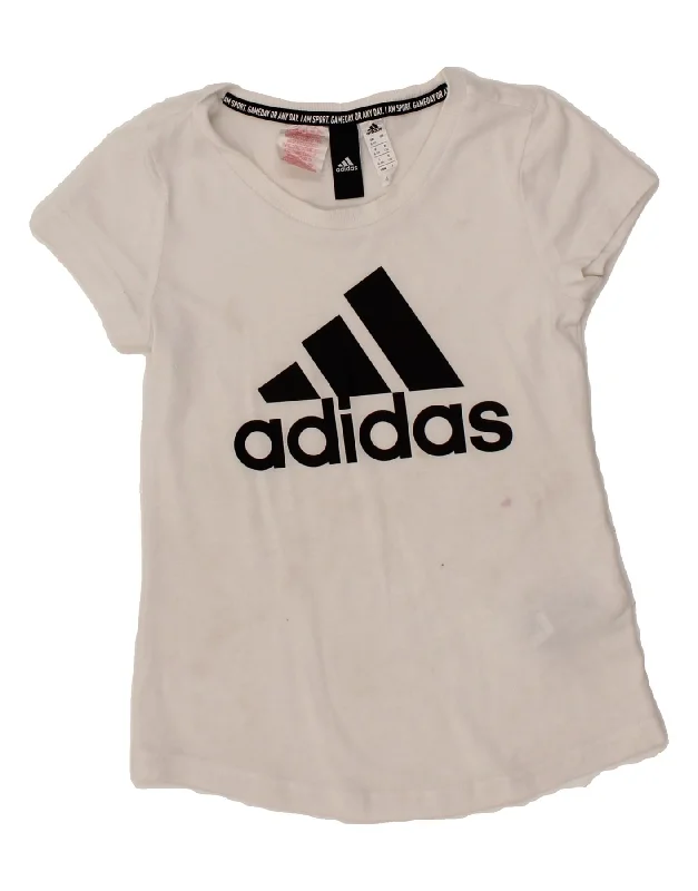 ADIDAS Boys Graphic T-Shirt Top 8-9 Years White Cotton