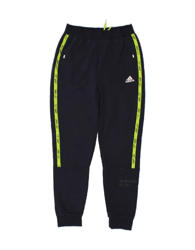 ADIDAS Boys Graphic Tracksuit Trousers Joggers 13-14 Years Navy Blue