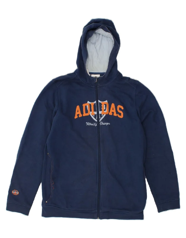 ADIDAS Boys Graphic Zip Hoodie Sweater 15-16 Years Navy Blue