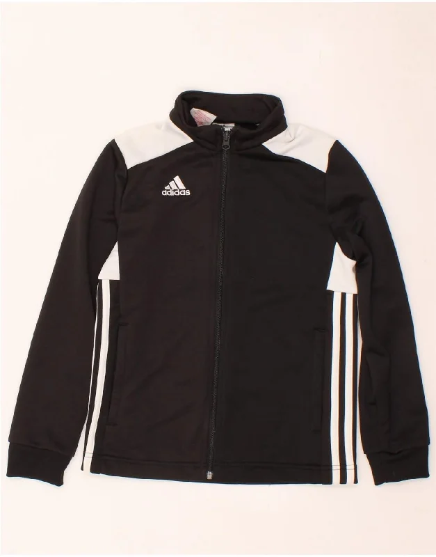 ADIDAS Boys Tracksuit Top Jacket 9-10 Years  Black Colourblock Polyester