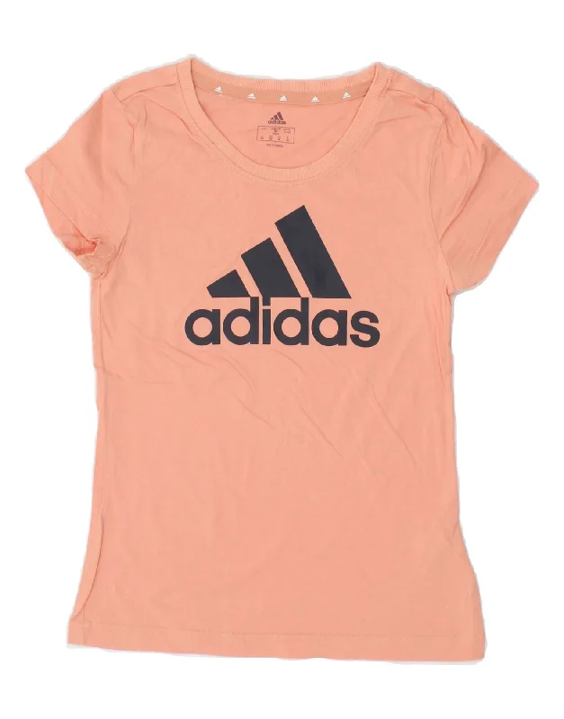 ADIDAS Girls Graphic T-Shirt Top 11-12 Years Pink Cotton