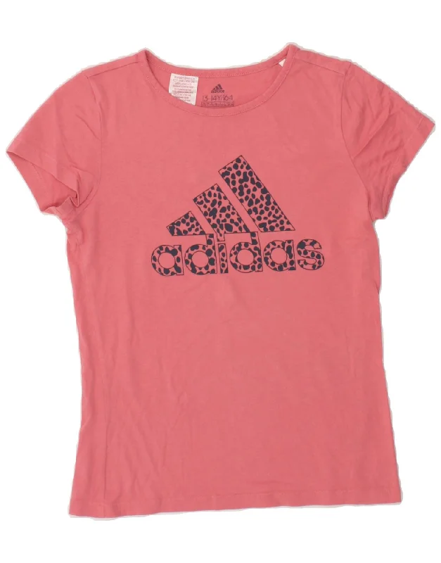 ADIDAS Girls Graphic T-Shirt Top 13-14 Years Pink Cotton