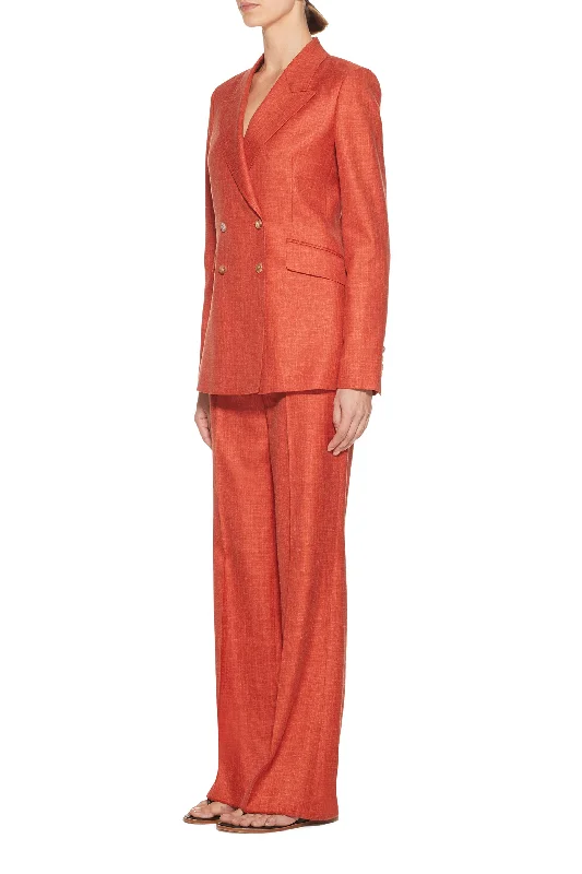 Angela Blazer in Orange Wool and Silk Linen