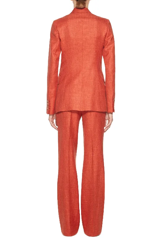 Angela Blazer in Orange Wool and Silk Linen