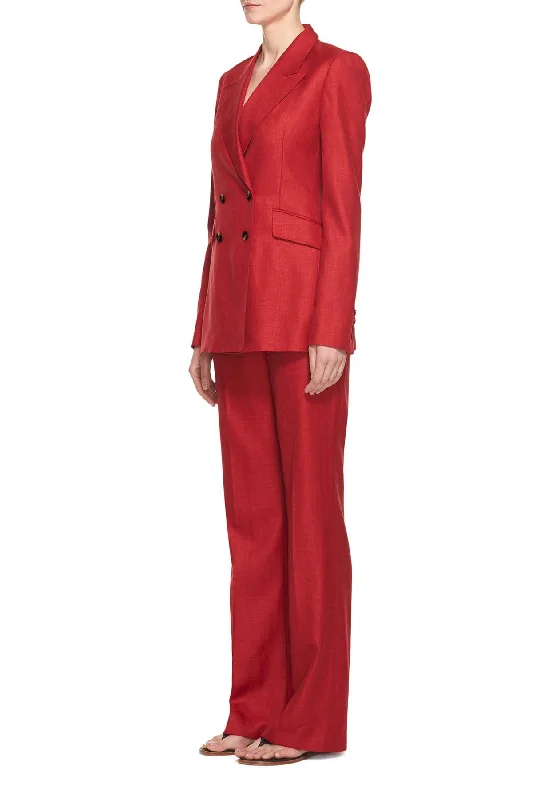 Angela Blazer in Red Wool and Silk Linen