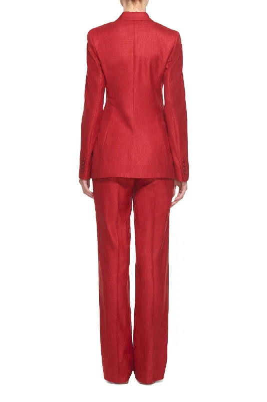 Angela Blazer in Red Wool and Silk Linen