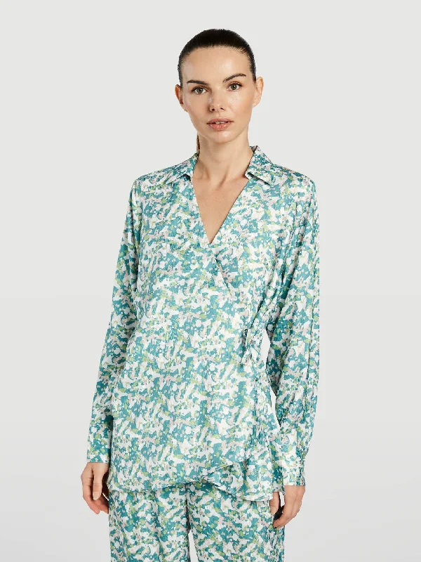 Asymmetric Printed Blouse