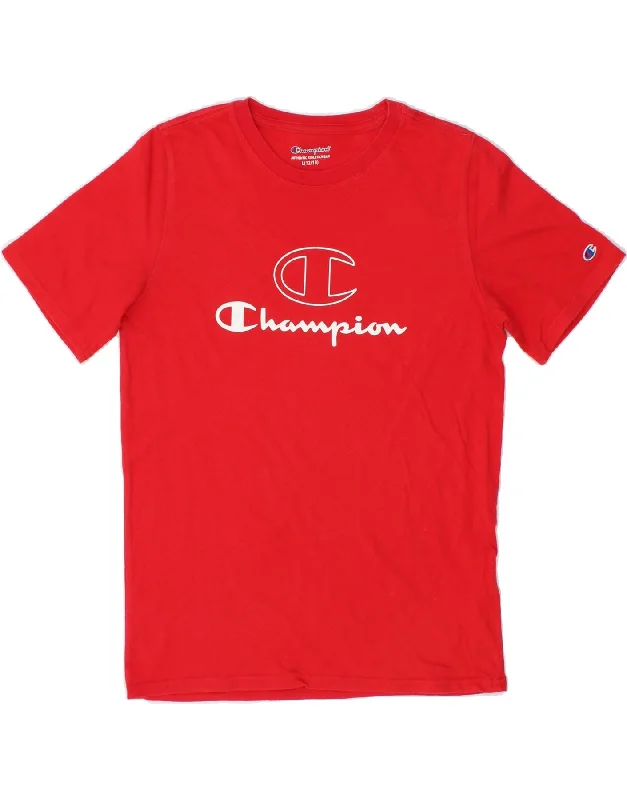 CHAMPION Boys Graphic T-Shirt Top 12-13 Years Large Red Cotton