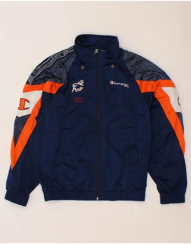 CHAMPION Boys Graphic Tracksuit Top Jacket 11-12 Years Navy Blue