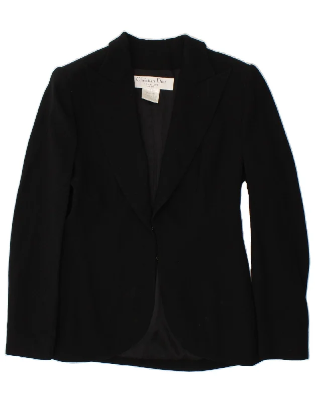 CHRISTIAN DIOR Womens Blazer Jacket UK 14 Medium Black Wool