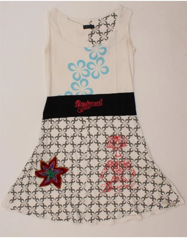 DESIGUAL Girls Graphic Sleeveless A-Line Dress 10-11 Years White Floral