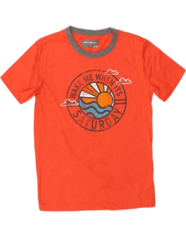 EDDIE BAUER Boys Graphic T-Shirt Top 7-8 Years Small  Orange