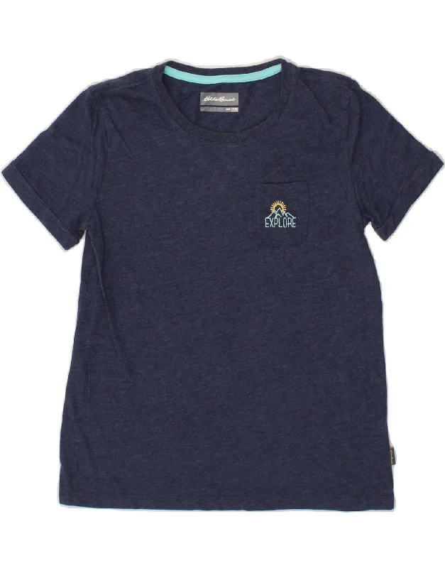 EDDIE BAUER Boys T-Shirt Top 14-15 Years Large  Navy Blue Flecked