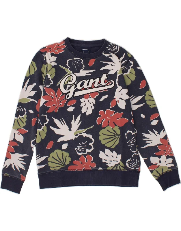 GANT Girls Graphic Sweatshirt Jumper 13-14 Years Navy Blue Floral Cotton