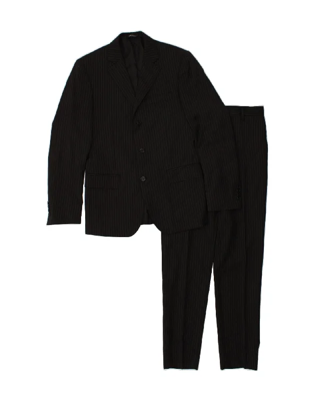 GF FERRE Mens 3 Button 2 Piece Suit IT 46 Small W30 L33  Black Pinstripe