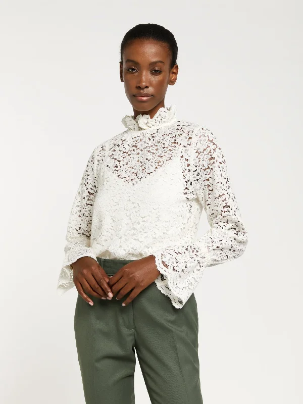 Lace blouse with bell sleeves