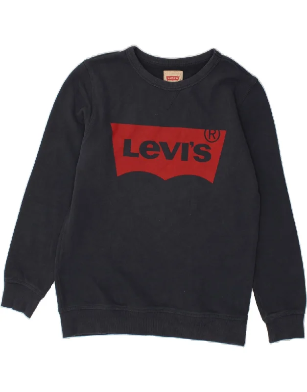 LEVI'S Boys Graphic Sweatshirt Jumper 15-16 Years Navy Blue Cotton