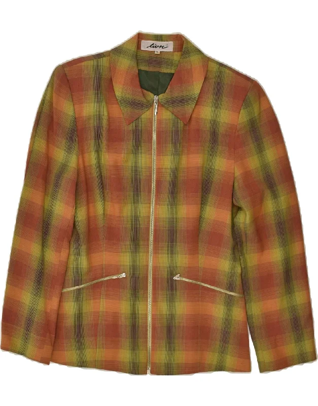 LIVRE Womens Blazer Jacket EU 36 Small Multicoloured Check Viscose